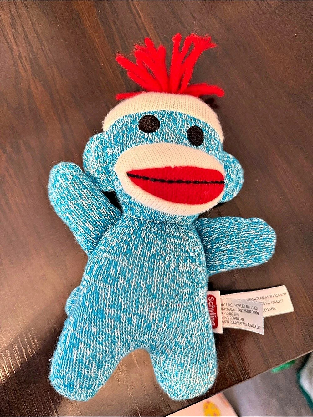 Schylling Sock Monkey Baby Plush Blue & Red